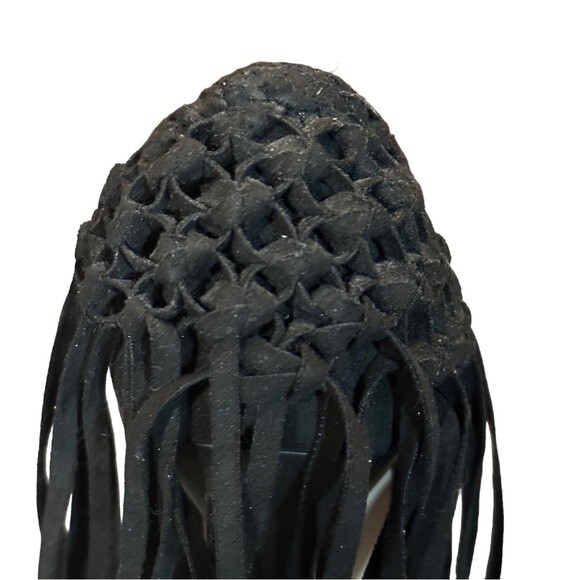 Steve Madden Tipsyy Black Suede Fringe Heels Sz 6 - Picture 3 of 8